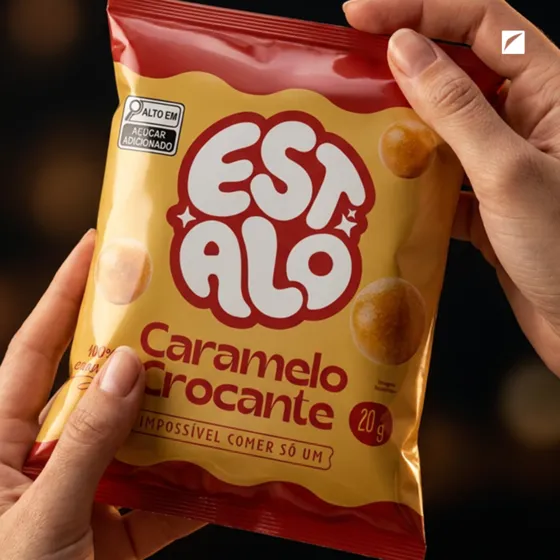 Design de embalagem Estalo, snacks e pipocas