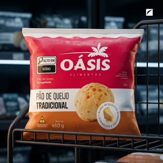 Design de embalagem Oásis, pães de queijo