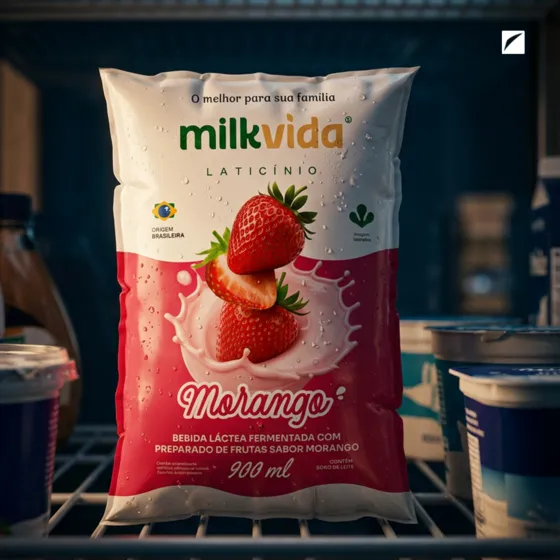 Design de embalagem Milkvida, bebidas lácteas