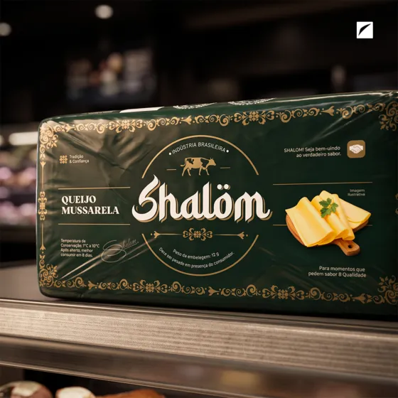 Design de embalagem Shalôm, queijo mussarela