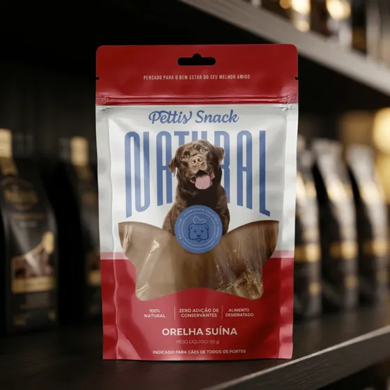 Design de embalagem Petti's Snack, petiscos naturais para cães